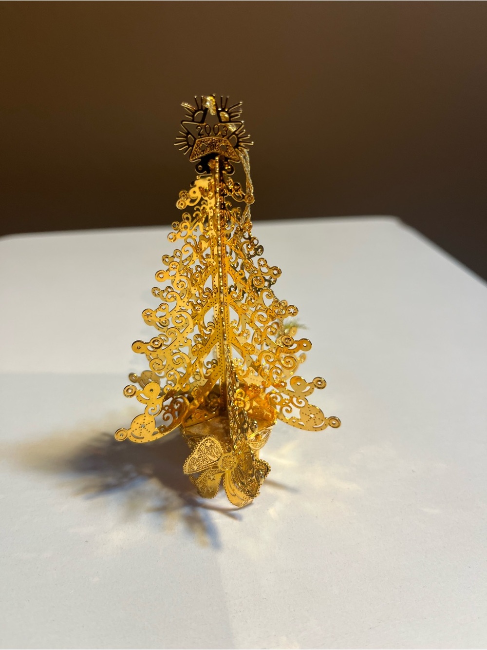 Danbury Mint 2003 Gold Tone Christmas Tree Ornament 23K Gold Plated